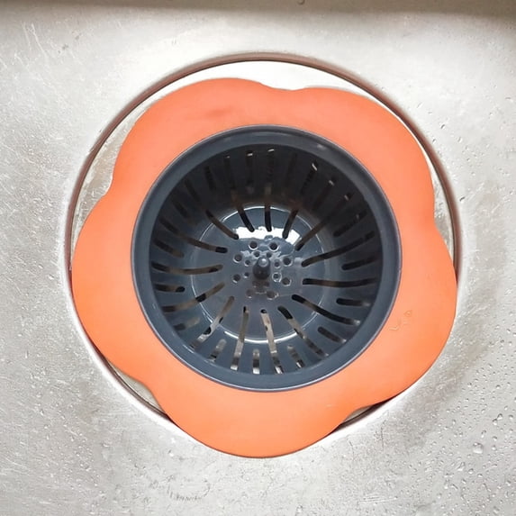 Kitchen Sink Strainer Drain Filter, 4.5 Inch Wide Rim Silicone Anti-Clog Food Catcher, Easy Center Post, Dishwasher , 4 Colors