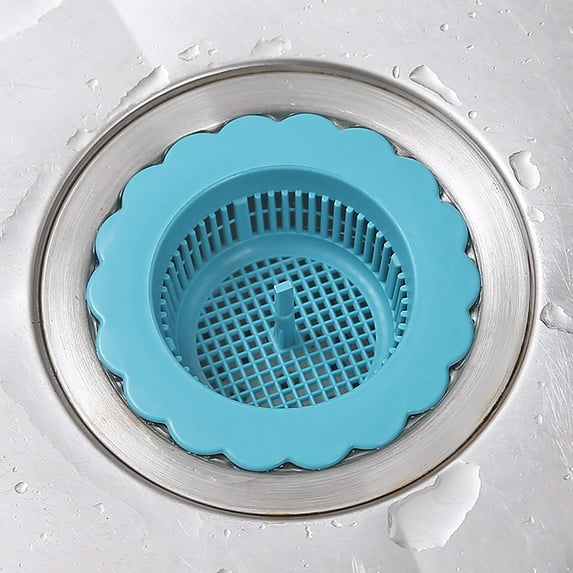 Kitchen Sink Strainer - Flower Design,Plastic Strainer Metal Strainerflower Drain Hair Catcher,Anti-Clogging Pp Material,Hair Catcher For Bathroom & Kitchen,1 Pc,Blue