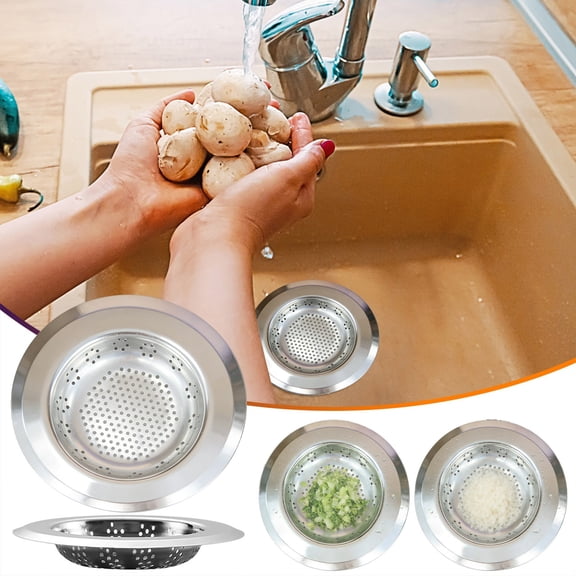 Kitchen Sink Strainer Stainless Steel, Wide Edge Anti Clogging Filter for Drain, 4.5 Inch Large Food Catcher