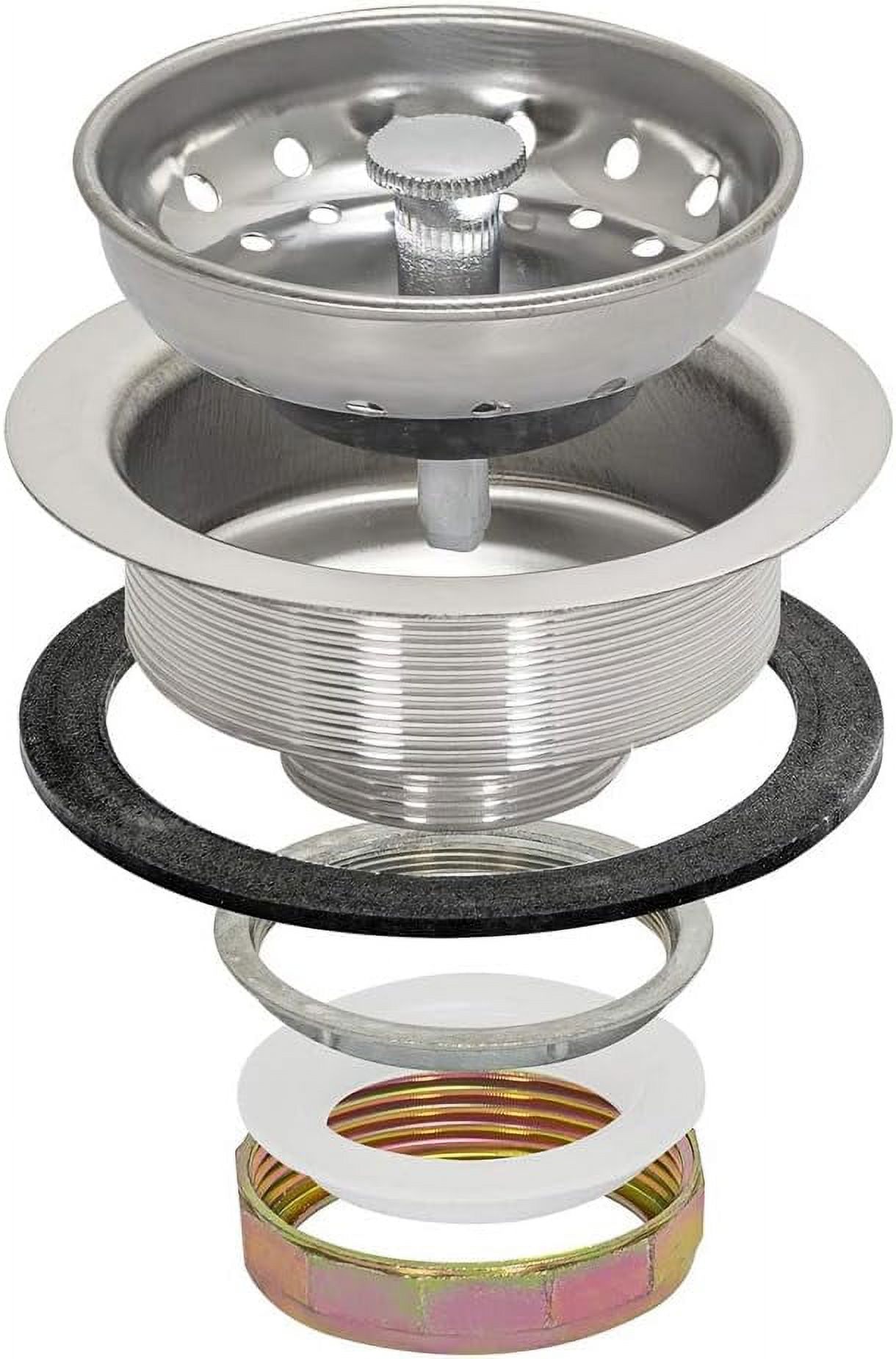 Kitchen Sink Strainer With And DieCast SlipJoint Nut, Stainless Steel FixedPost Basket With 3