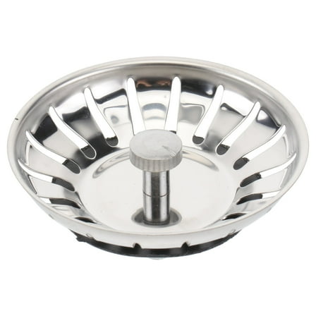 Kitchen Sink Strainer and Stopper Combo Basket, Stainless Steel Rubber Bottom