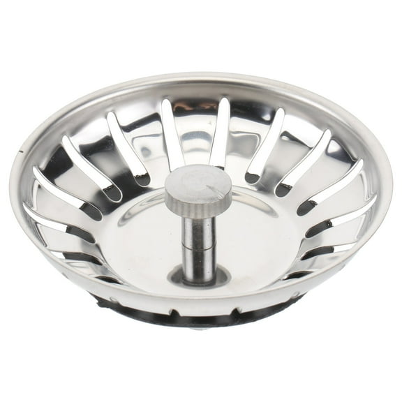 Kitchen Sink Strainer and Stopper Combo Basket, Stainless Steel Rubber Bottom