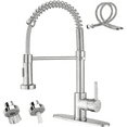 thumbnail image 1 of Kitchen Sink Tap, Pull-Down Commercial Faucet, Brushed Nickel, Single Handle, High Pressure, Farmhouse, Laundry, RV Faucet, 1 of 6