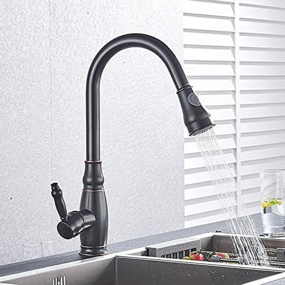 Kitchen Sink Taps with Pull Out Spray Brushed Nickle Kitchen Hot and Cold Water Mixer Spring Kitchen Pull Down Mixer, 2 Function Spout Water Mixer Tap Kitchen Mixer