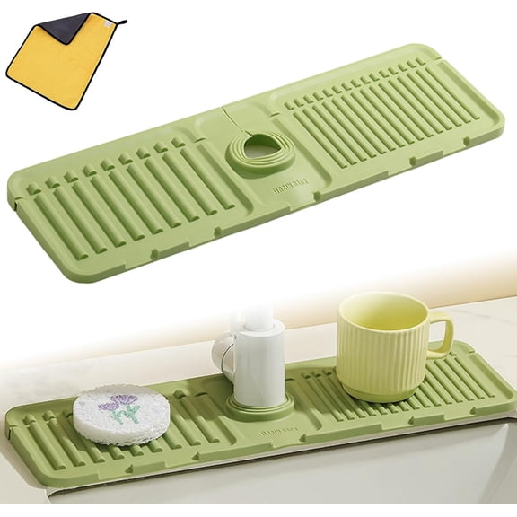 Kitchen Sink Upgraded Tap Mat, 2024 New Silicone Sink Splash Guard, Kitchen Sink Splash Guard Area, Suitable for A Wide Range of Venues with Matching Sizes (grey)