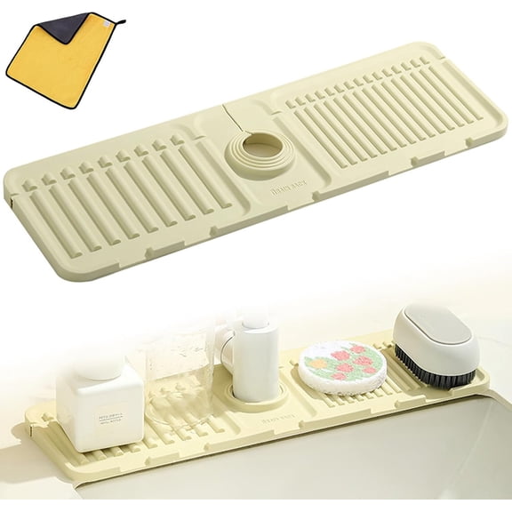Kitchen Sink Upgraded Tap Mat, 2024 New Silicone Sink Splash Guard, Kitchen Sink Splash Guard Area, Suitable for A Wide Range of Venues with Matching Sizes (grey)