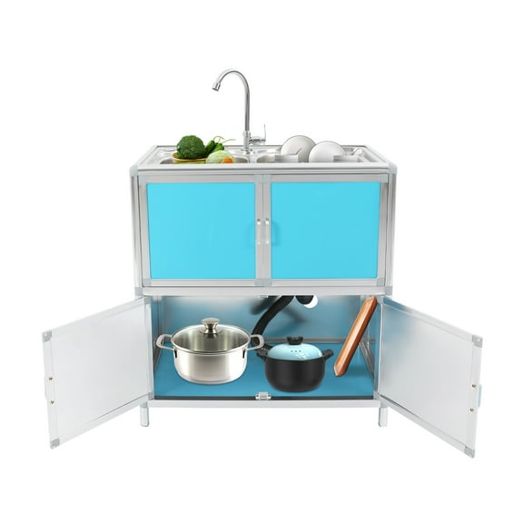 Kitchen Sink with Cabinet, Utility Sinks with Faucet, Freestanding Sink with Storage for Home Kitchen(Blue)