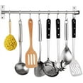 thumbnail image 1 of Kitchen Sliding Hooks, Stainless Steel Hanging Rack Rail Organize Kitchen Utensil Removable S Hooks for Towel, Spoon, Coats, Bathrobe, BBQ,Wall Mounted Hanger (8 Hooks 19.7In), 1 of 5