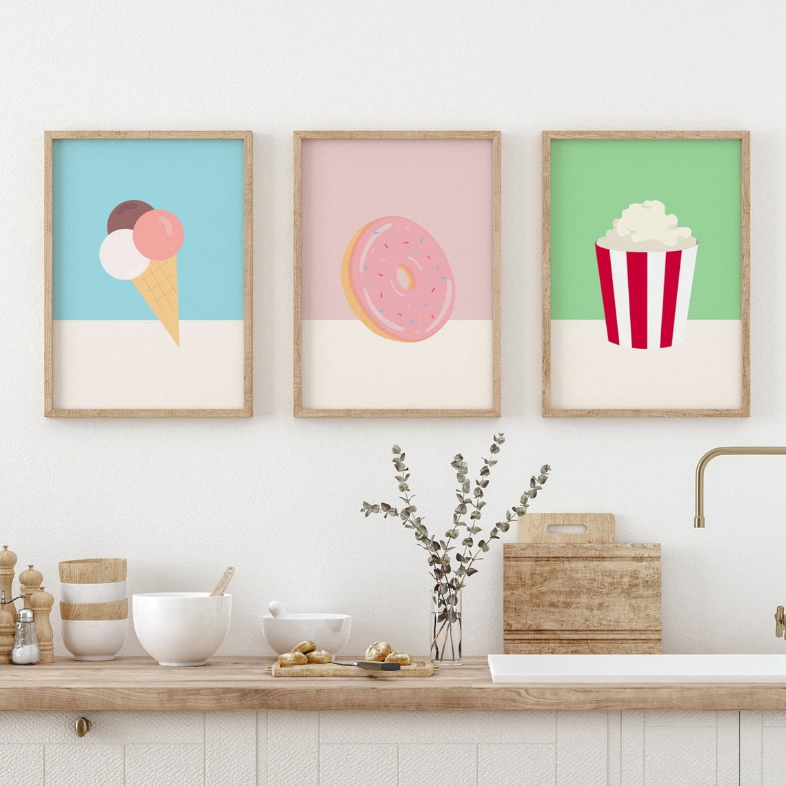 Kitchen Snack Ice Food Poster, Set 3, Poster Only - Walmart.com