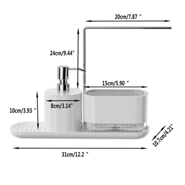 Kitchen Soap Dispenser with Sponge Holder Set for Sink Caddy, Hand Soap