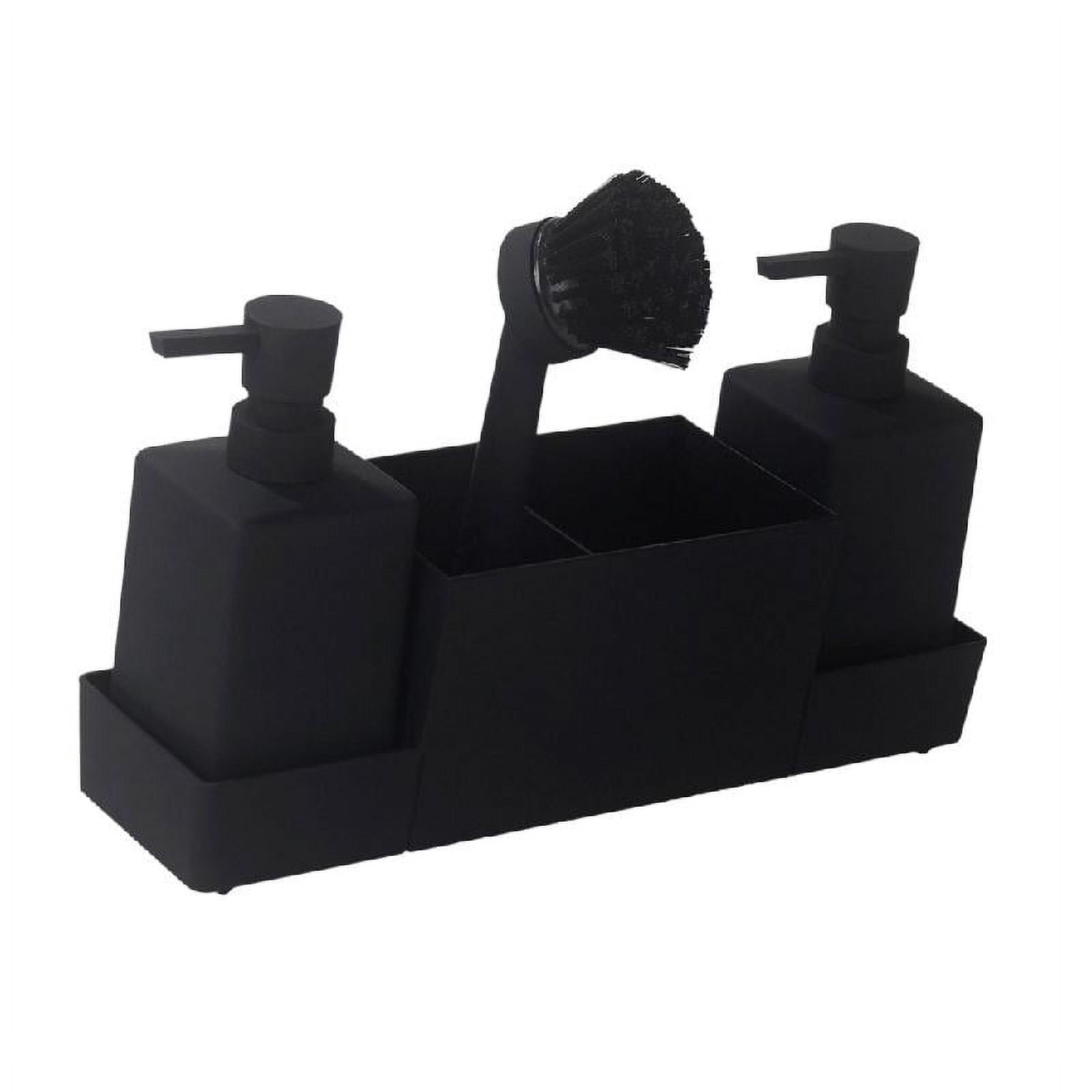 Kitchen Soap Dispenser with Sponge Holder and Storage Tray Cleaning Tool Rack