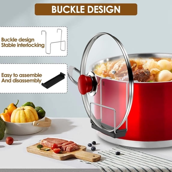 Kitchen Space Saving Rust Resistant Stainless Slow Cooker Lid Holder Kitchen Crock Pot Lid Holder For Cooking Pot Lid Organizer Fits Most Slow Cookers Pot Lid Rack With Silicone Sink
