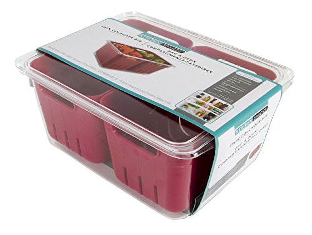 Red and Clear BPA-Free Twin Colander Stackable Food Storage Bin