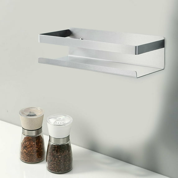 Kitchen Spice Rack Wall Mounted Shelf Kitchen Organizer Stainless Steel Storage Holder Condiment Holder Seasoning Bottles Shelf