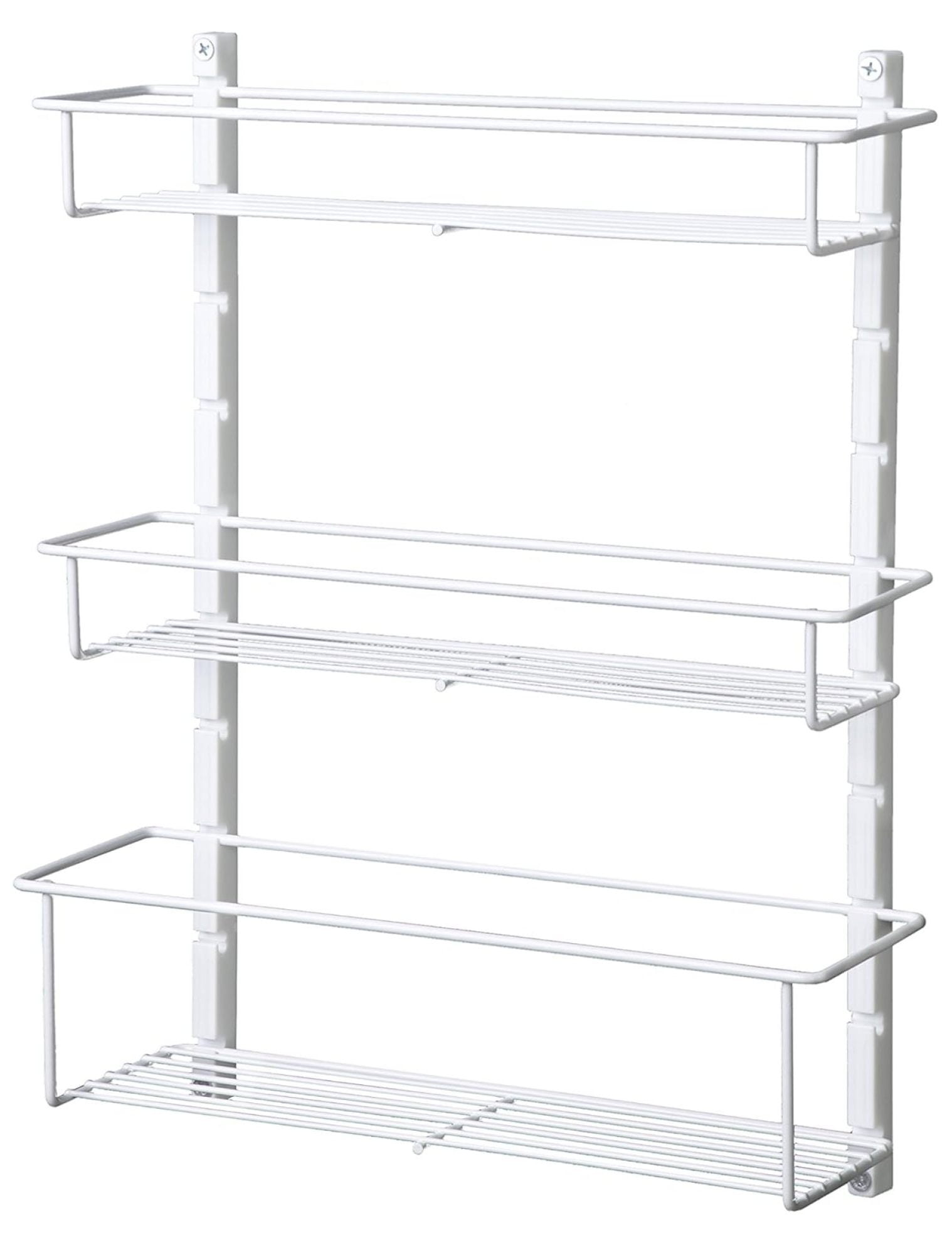 Adjustable White Metal 3-Shelf Wall Spice Rack