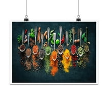Kitchen Spice Wall Art Poster Décor Spoon Spice Seasoning Food Canvas Art Prints Mural for Home Kitchen Decoration - Unframed 8x12 inch