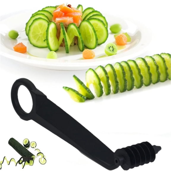 Kitchen Spiral and V-Shaped Tools, Spiral Slicer Blade Potato Cucumber Spiral Cutter, Fruits and Vegetable Carving Knife Hand Slicer Cutter, Manual Screw Peelers Kitchens and Dining Tooling(A)