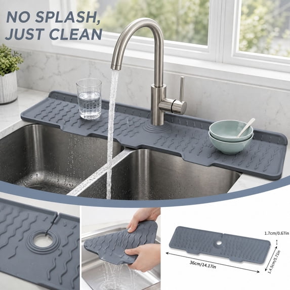 Kitchen Splash Guard Silicone Sink Guard Water Resistant Foldable ...