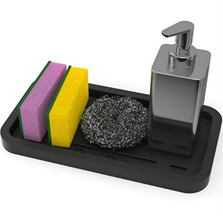 Black Silicone Sink Tray for Dish Sponge Holder Sink Organizer