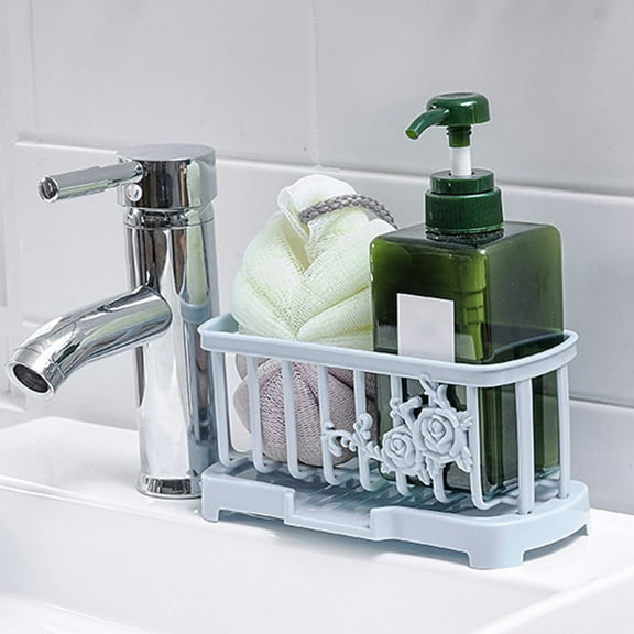 Kitchen Sponge Holder for Kitchen Sink, ABS Sink Caddy Brush Holder, Dish Soap Dispenser Holder Storage