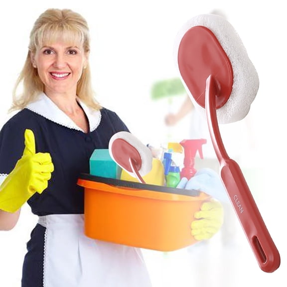 Kitchen Sponge Wipe Brush, Version B Red, for Walls, Floor Tiles, and Bathtub, Sponge Scouring Pad
