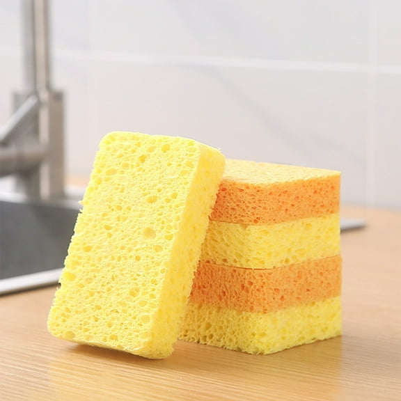 Kitchen Sponges TASTAN Cellulose Kitchen Sponges with Heavy-Duty Scrub - Non-Scratch Surface Cleaning, Biodegradable Wood Pulp Fiber, Tough Mess Removal for Pots & Pans, Scouring Pads, Yellow