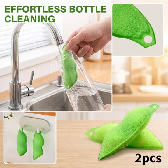 Kitchen Sponges for Washing Dishes, Edamame Shaped Non-Scratch Scrub Design, Sponges for Dishes for Student Bottle and Glass Jar, Cute Household Gift, Melamine Foam Material, 3X1