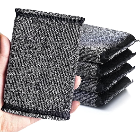 Kitchen Sponges for Dishes - Steel Wool Scrubber Heavy Duty Non-Scratch Scrubbing Cleaner (6 Pack)