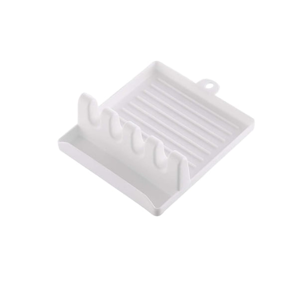 Kitchen Spoon Holders Fork Spatula Rack Shelf Organizer Plastic Spoon Rest Chopsticks Holder Non-Slip Spoons Pad Kitchen (White)