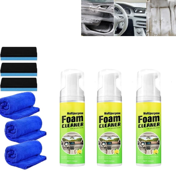Kitchen Spray Cleaner - 150ml Multipurpose Stain Removal Spray | Grease Cutting Cleaning Foam, Dashboard Console Cleaner Foam For Home Kitchen Sofa Couch Bathroom Tiles Cookware Dashboard(3)