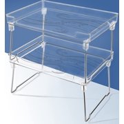 Kitchen Stackable Shelves 2Pack, Cabinet Storage Shelf Rack, Foldable Countertop Shelf Organizer for Kitchen, Bedroom and Bathroom, Cabinet Storage Organization-Clear