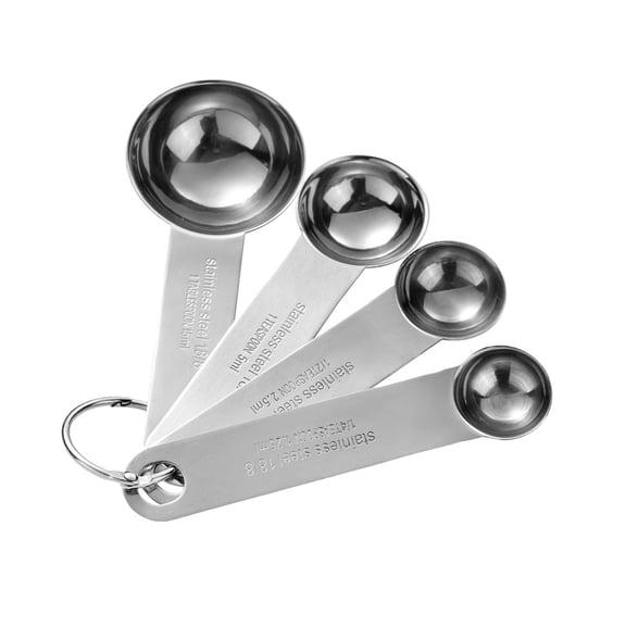 Kitchen Stainless Steel 4-Piece Nesting Measuring Spoons Set, Stainless Steel Finish