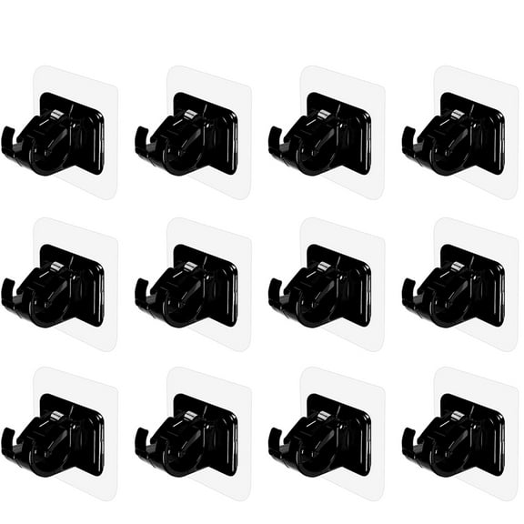 12PCS No Drill Curtain Rod Brackets No Drilling Self Adhesive Curtain Rod Holder Hooks Nail Free Adjustable Curtain Rod Hooks Curtain Hangers for Bathroom Kitchen Home Bathroom and Hotel