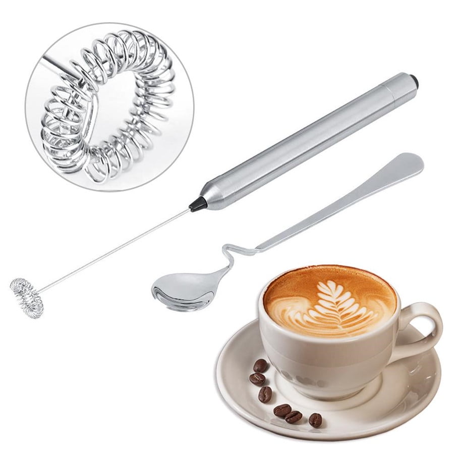 Powerlix Milk Frother Handheld Battery Operated Electric Whisk Foam Maker  For Coffee With Stainless Steel Stand Included - Metallic Black : Target