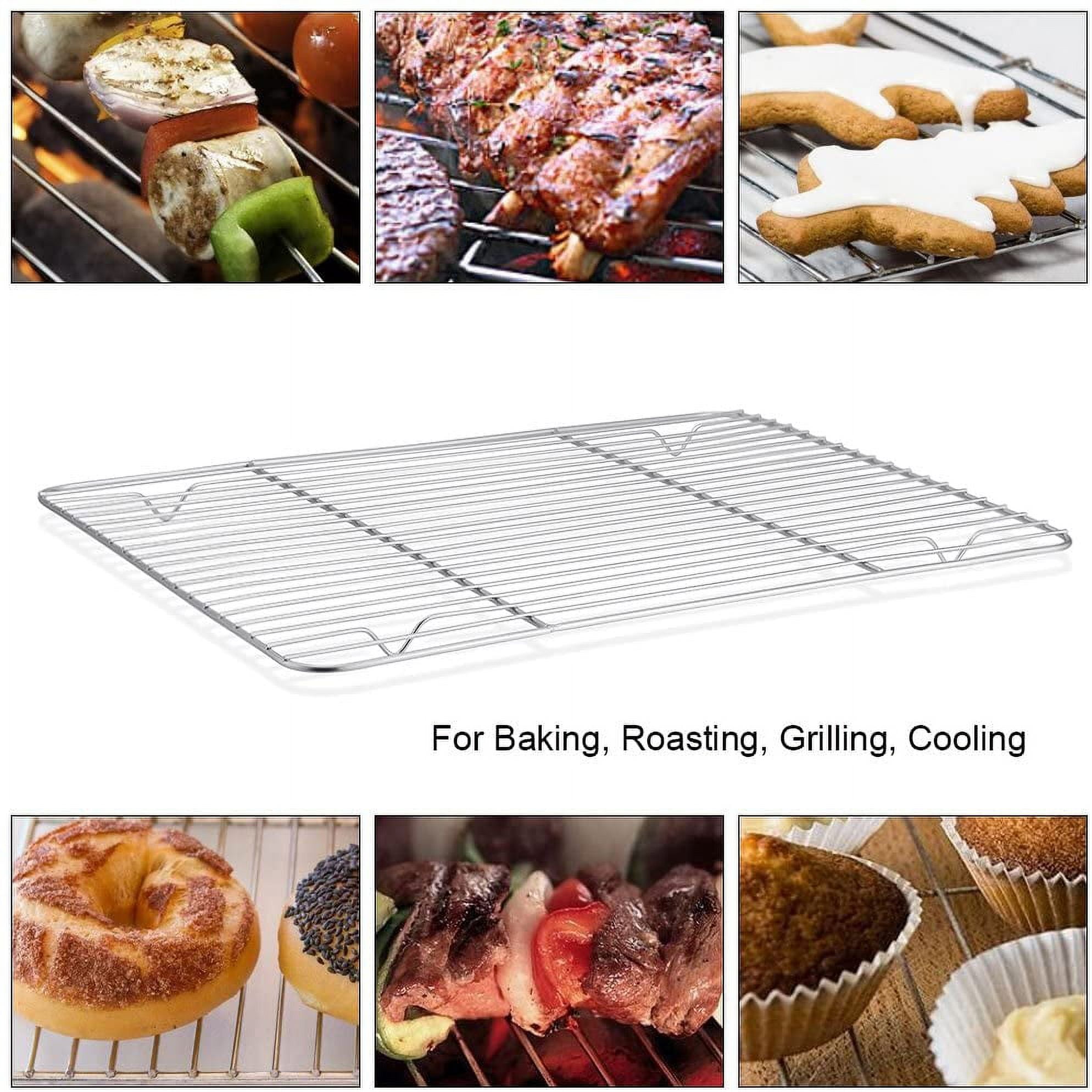 Oven-Safe, Dishwasher-Safe 100% Stainless Steel Cooling and Baking Rack Set  - Tight-Wire Racks for Oven Cooking - Food-Safe, Heavy Duty - 8.5x12-inch