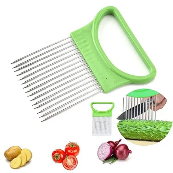 Kitchen Stainless Steel Onion Needle Fork Vegetable Fruit Slicer Tomato Cutter Cutting Holder Accessories Cutting Auxiliary Rack