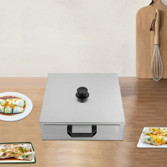 Kitchen Stainless Steel Rice Noodle Roll Machine Food Steamer With Trays & Lid