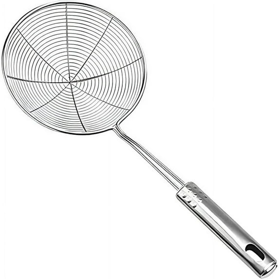 Kitchen Stainless Steel Skimmer Strainer Ladle - 13” Large Straining Spoon for Frying, Boiling & Blanching - Durable, Rust-Resistant & Heat-Proof Kitchen Tool for Everyday Use