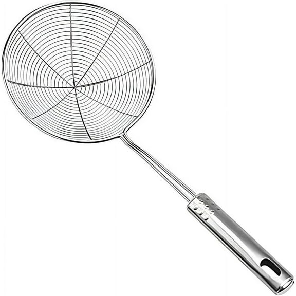 Kitchen Stainless Steel Skimmer Strainer Ladle - 13 Large Straining Spoon for Frying, Boiling & Blanching - Durable, Rust-Resistant & Heat-Proof Kitchen Tool for Everyday Use
