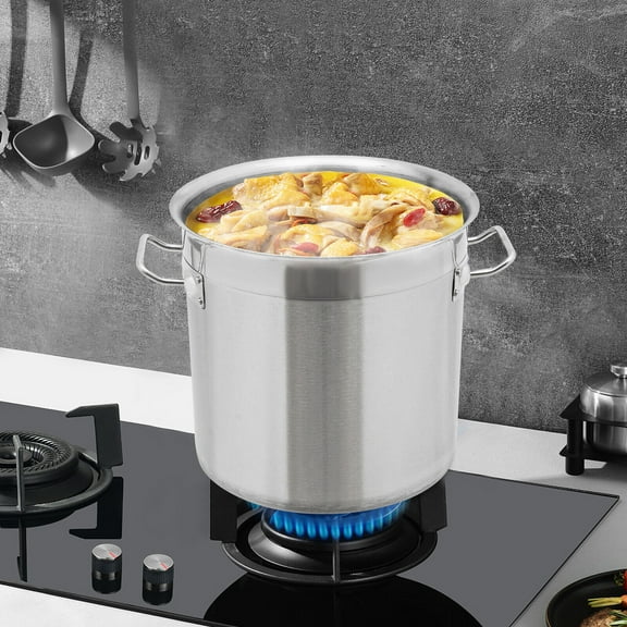 Kitchen Stainless Steel Stock Pot 17L/ 4.49Gallon Cookware Large Soup Making Pot with Lid
