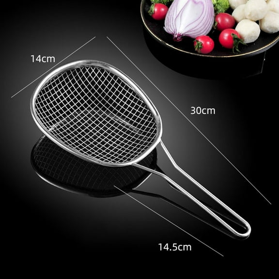 Kitchen Stainless Steel Strainer - Coarse Mesh Skimmer Spoon Ladle With Long Handle - Reinforced Spoons For Cooking and Frying,Multi functional Filter
