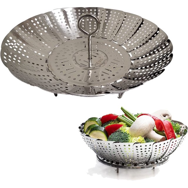 Kitchen Steamer Basket Insert Stainless Steel Folding Expandable to 9