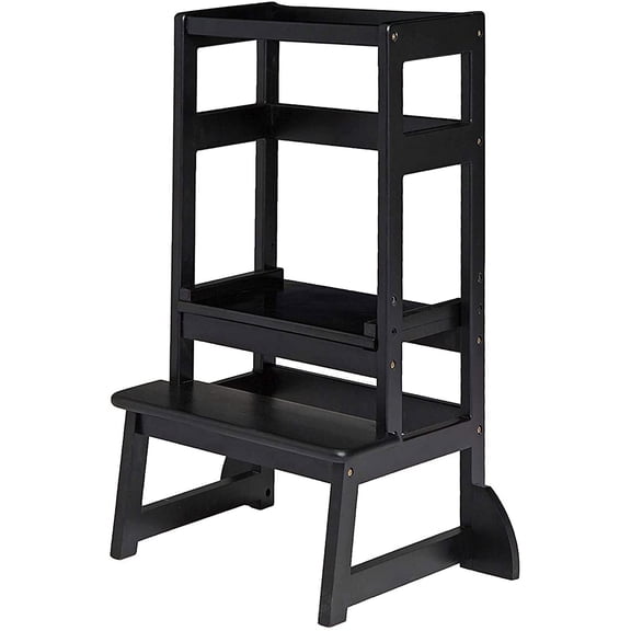 Kitchen Step Stool Height Adjustable for Kids Toddlers Children Standing Tower Learning Footstool Solid Wood Construction, Ages 18 Months to 5 Years LT05B