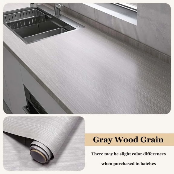 Kitchen Stickers Wood Grain Self-adhesive Wallpaper Stove Cabinet Waterproof and Oil-proof Bedroom Living Room Wall Stickers