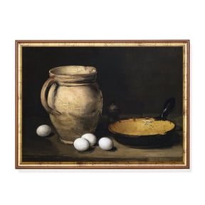 Kitchen Still Life Rustic Jug Eggs Frying Pan Home Decor Office Wall Art Living Room Decor, Paper Poster Only