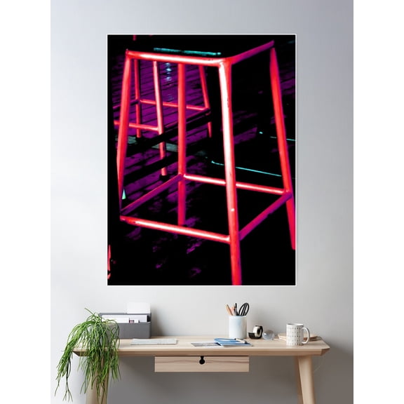 Kitchen Stool In Red Poster Wall Art, Modern Wall Decor For Living Room Bedroom, 8x12 UNFRAMED