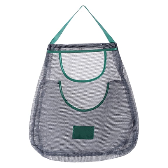 Kitchen Storage Bag, Portable Hollowed Out Mesh Tote for Fruits and Vegetables, Green L, Polyester, Breathable and Reusable