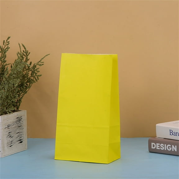 Kitchen Storage Bags 5Pack Candy Packaging Flat White Kraft Paper Bag Paper Gift Bag,Yellow Kitchen Face & Storage Bags