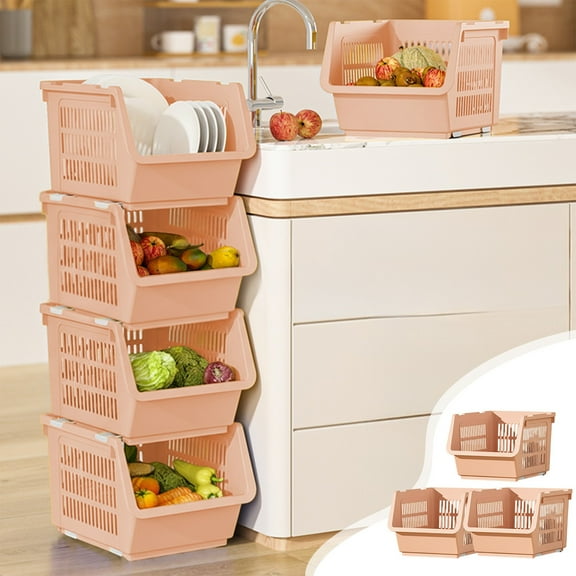 Kitchen Storage Basket under $5! Xqxayjr 3-Tier Kitchen Storage Basket, Multi-layer Floor Standing Organizer Rack, Plastic Draining Basket for Fruits Vegetables, Rolling Utility Cart for Home