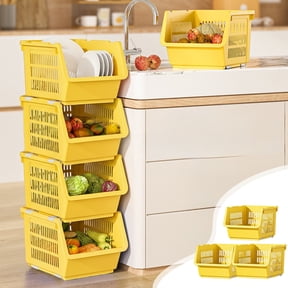 Kitchen Storage Basket under $5! Xqxayjr 3-Tier Kitchen Storage Basket, Multi-layer Floor Standing Organizer Rack, Plastic Draining Basket for Fruits Vegetables, Rolling Utility Cart for Home